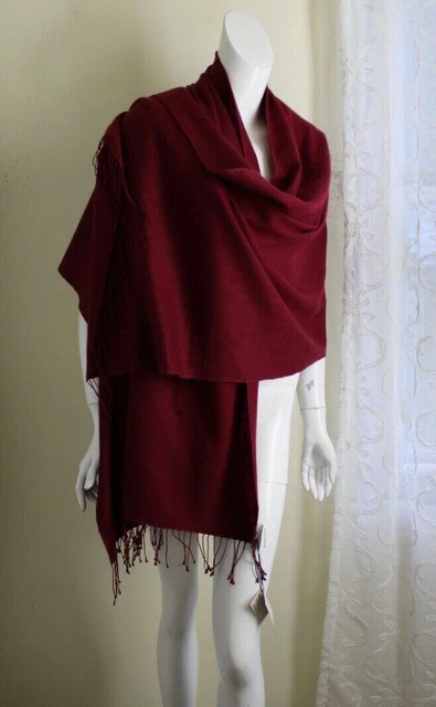 New BAJRA Huge RED MERLOT RICH Pashmina Silk Nepal Scarf Shawl Wrap Luxurious New BAJRA Huge RED MERLOT RICH Pashmina Silk Nepal Scarf Shawl Wrap Luxurious