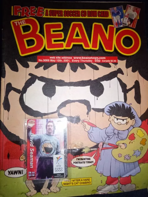 Beano Comic No 3069 May 12th 2001 with free gift "David Seaman" Euro 2000