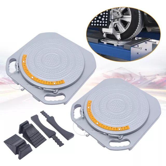 Pair Aluminum Turntable Wheel Alignment 360° Rotating Turn Plate Garage Tool US