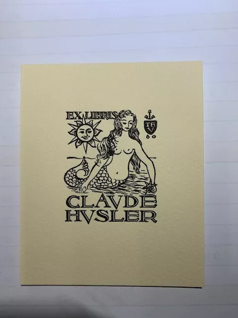 Ex-Libris Alsace Théodore VETTER 1916-2004, pour Claude Husler, 50 x 40 mm