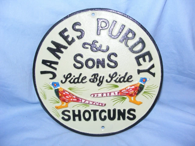 James Purdey Sign Cast Iron Advertising Garage Man Cave Farm Hunting Pheasant