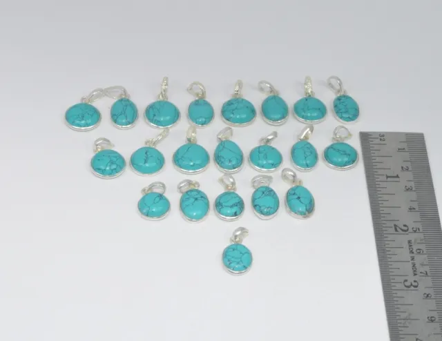 Wholesale 21Pc 925 Solid Sterling Silver Blue Turquoise Pendant Lot Gtc165 O t70