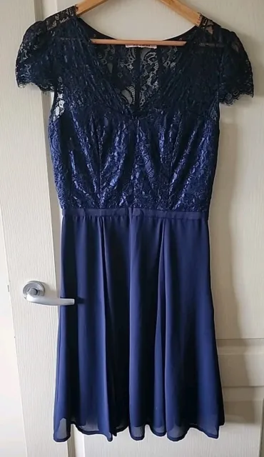 Review Eternal Love Navy Blue Lace Fit Flare Dress Sz 10