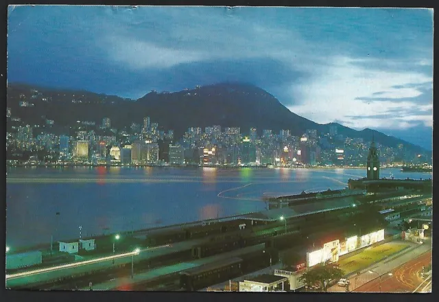 (AOP) HONG KONG vintage postcards Harbour by Night