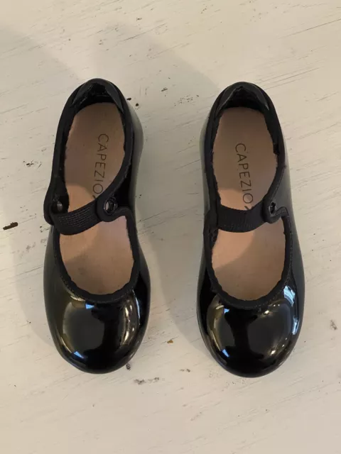 Capezio Brand Tele Tone Tap Dance Toddler 7N Black Patent Leather Look Shoes