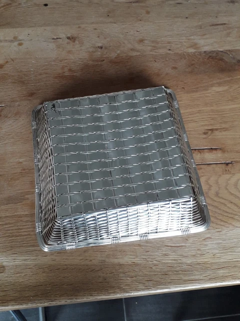Panier à Pain en Métal Argenté Tressé Signé Christofle Coll. Gallia - Carré 23cm 4