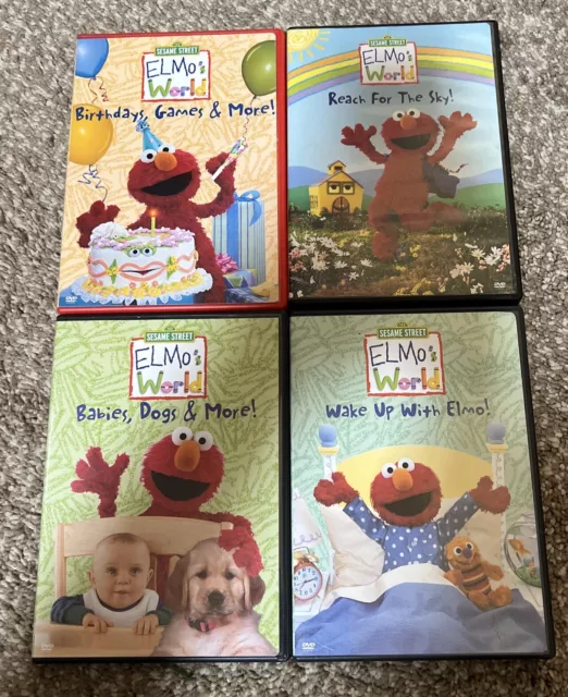 LOT OF 4 Sesame Street Elmo’s World DVDs ,Wake Up W Elmo, Birthdays ...