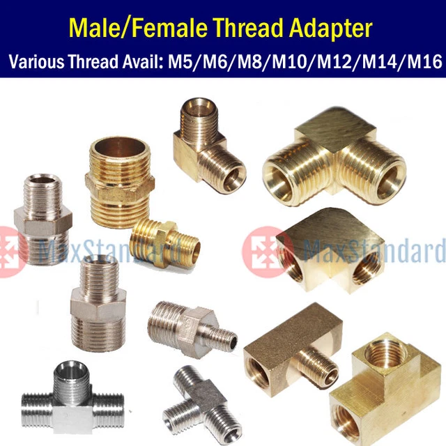 Pipe Fitting Male Female Adapter Nipple Metric Thread Connector Reducer Elbow T