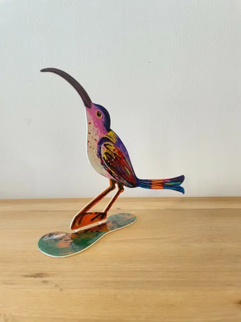Pop art Metal "Curious Bird" escultura pintada a mano por DAVID GERSTEIN 3