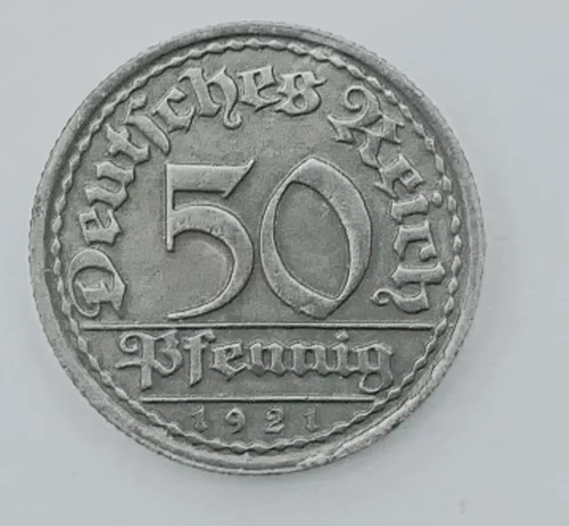 50 Pfennig. Deutsches Reich 1921. F