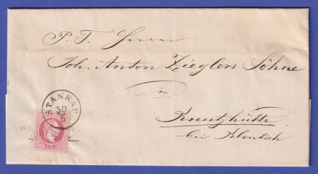 Österreich 5 Kr Mi.-Nr. 37 I auf Brief O STANKAU nach Kreutzhütte 1870