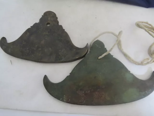 Pair Antique Temple Bronze Burmese Spin Gongs Bells Kyeezee Meditation Chakra
