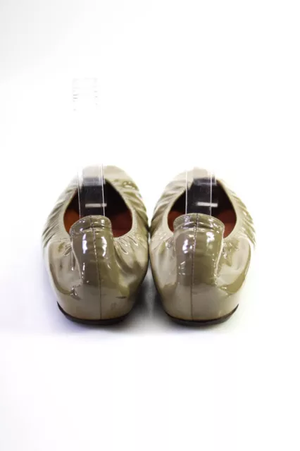 Lanvin Womens Patent Leather Round Toe Scrunched Ballet Flats Brown Size 8US 3