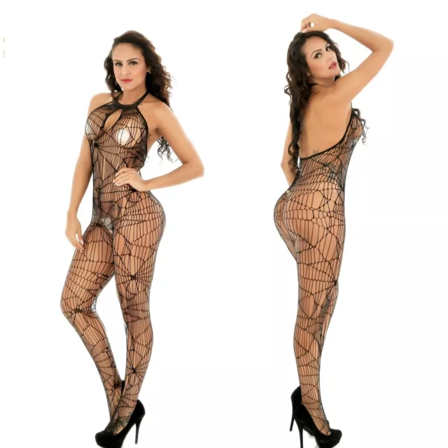 Helloween Rete Bodystocking Catsuit Gothic Punk Calze