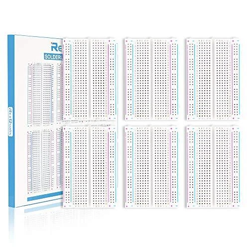 REXQualis 6PCS Small Breadborad 400 Point Solderless Breadboards for Proto Sh...