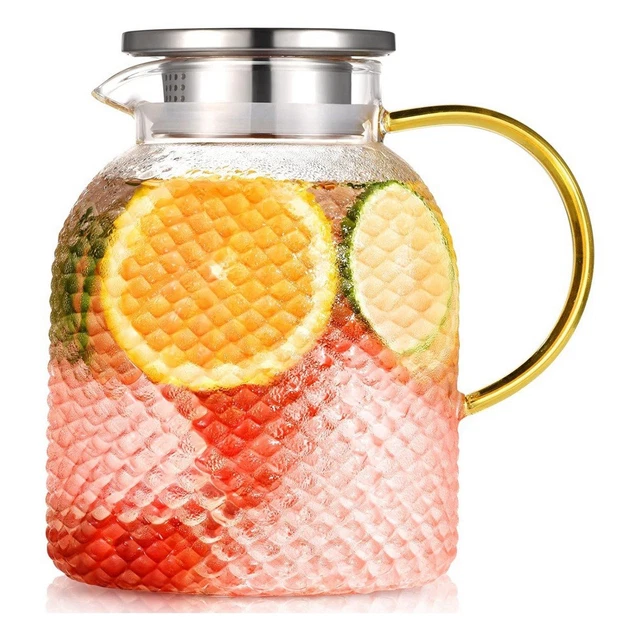 Jarra De Cristal Con Tapa 1.5L ACQUA DI AMALFI: Elegancia Para Tu Limonada O Agua (A Prueba De Fugas)