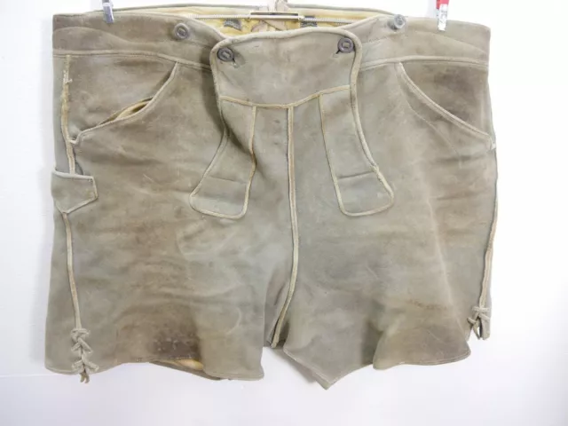 Edelweiß kurze Elch oder Hirschleder Lederhose edel speckig weich grau Gr.58