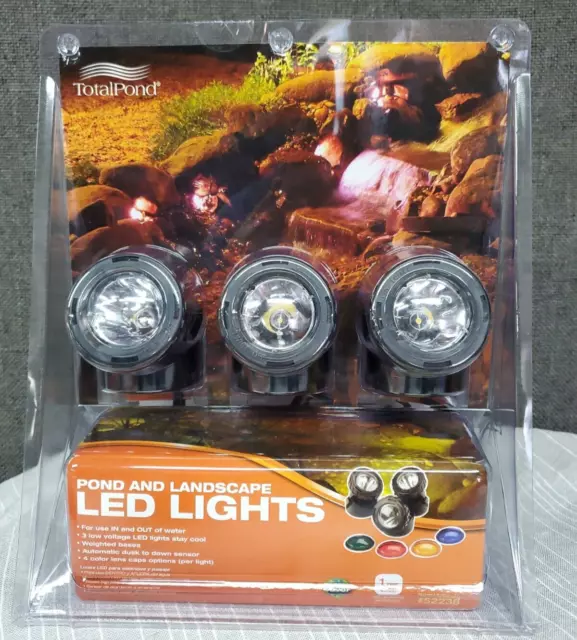 Totalpond Pond And Landscape LED Lights~ Set Of 3 Lights w/4 Color Lens Caps~NEW