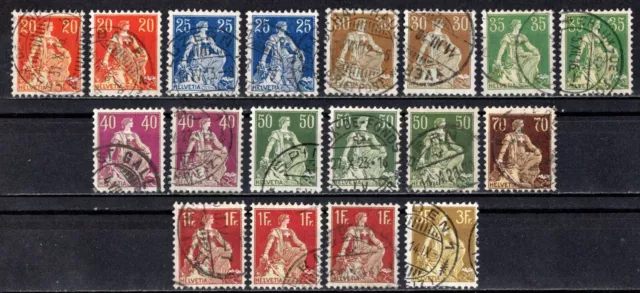 Switzerland/Schweiz 1908-40 Helvetia With Sword. Ordinary Paper. Full Set Used