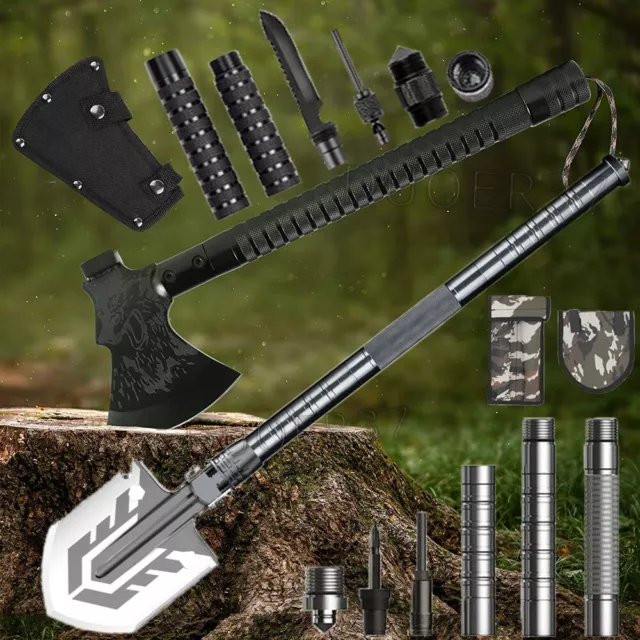 Survival Folding Shovel Axe Set Camping Spade Tactical Hatchet Hunting Tools US