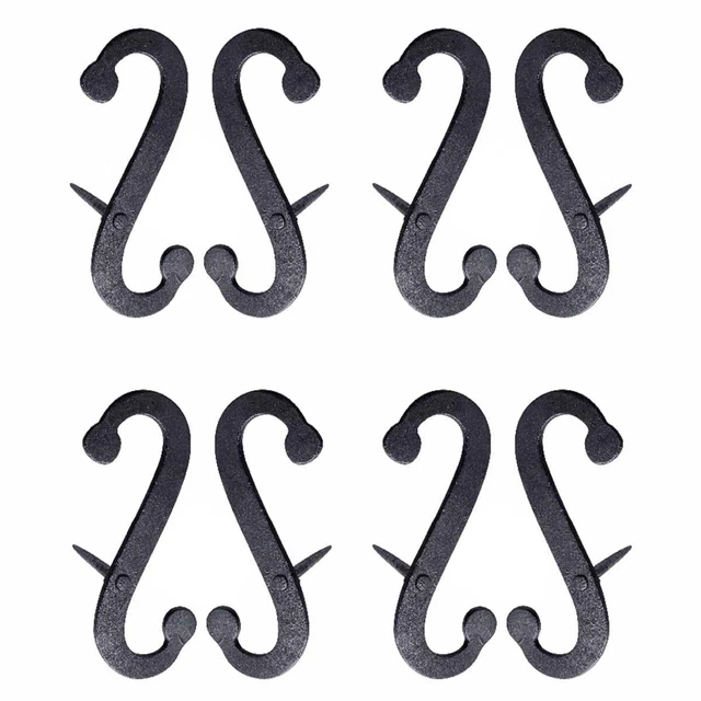 4 Pair Shutter Dog Scroll Black Hand Forged Iron Masonry | Renovator's Supply