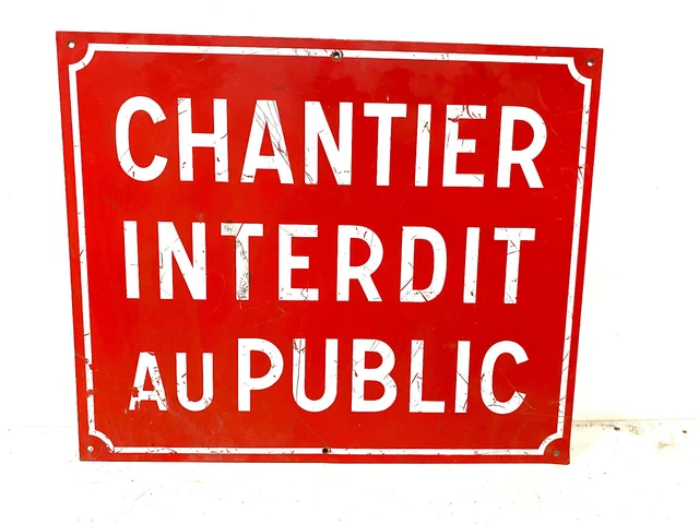 Plaque Métal Bombée Chantier Interdit Au Public – Style Vintage, Pour Garage Ou Atelier