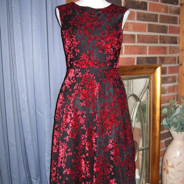 Tahari Arthur S Levine Red On Black Dress 4