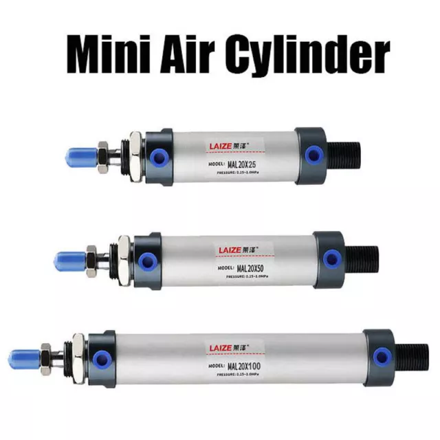 Air Cylinder Pneumatic Single Male Thread Rod Dual Action 20 Bore 25~100 Stroke