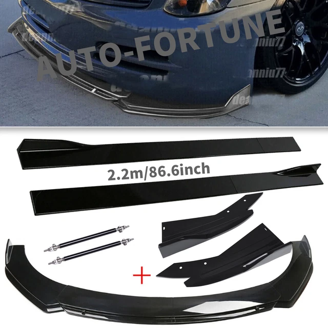 Glossy Black Front Bumper Lip /Side Skirt/ Strut Rods For Infiniti G35 G37 Rods
