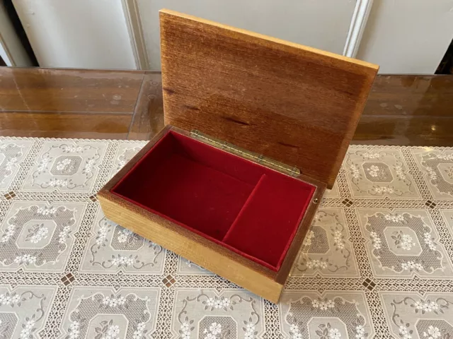 Vintage Italian Inlaid Wooden Musical Trinket Jewellery Box With Floral Design