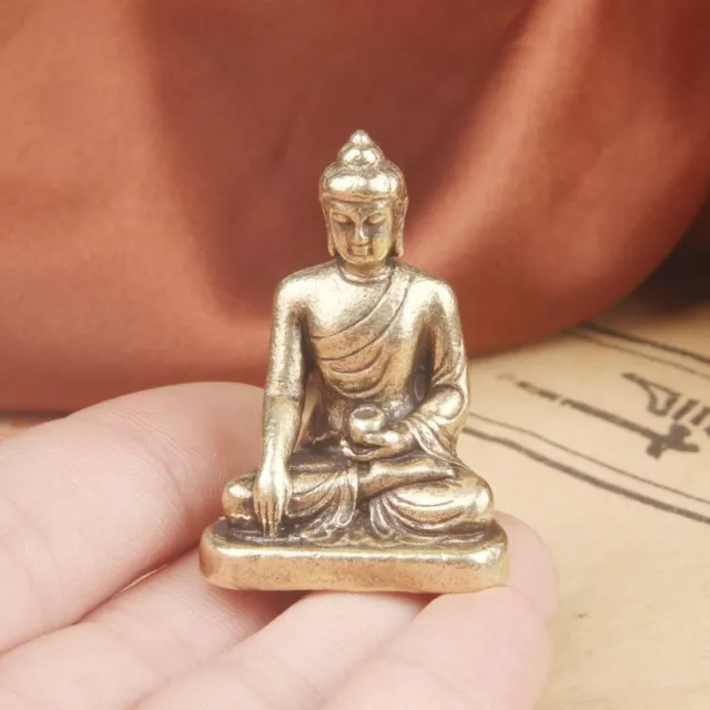 Small Brass Medicine Buddha Statue Gold Worship Fortune 2