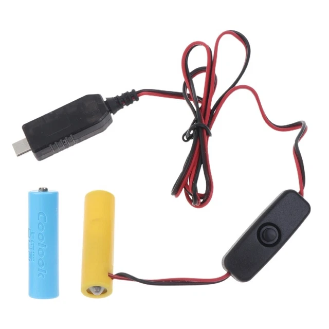 Type C Power Supply Replace 2pcs AA Battery for Clock Toy Lights LED with Switch
