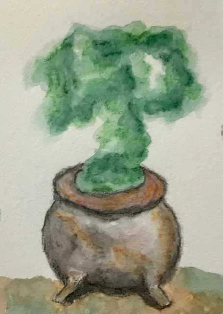 ACEO Original Watercolor   Witch’s Pot  by Addison