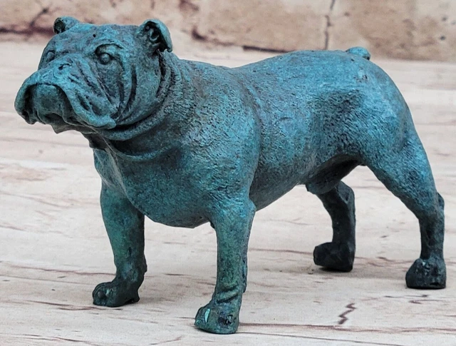 Vintage Solid Victorian Bronze Pug bulldog Puppie Sculpture Dog statue Decor