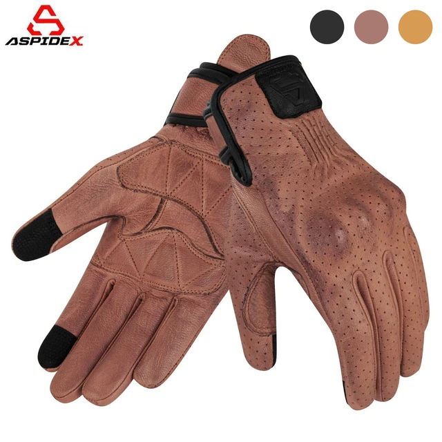 Guanti da moto in pelle uomo Guanti protetivi corsa per motociclisti Traspiranti
