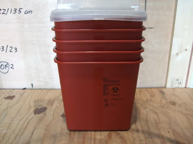 (5X) Covidien SharpSafety Safety Sharps Container 2 Gallon 2Gal Red 89651