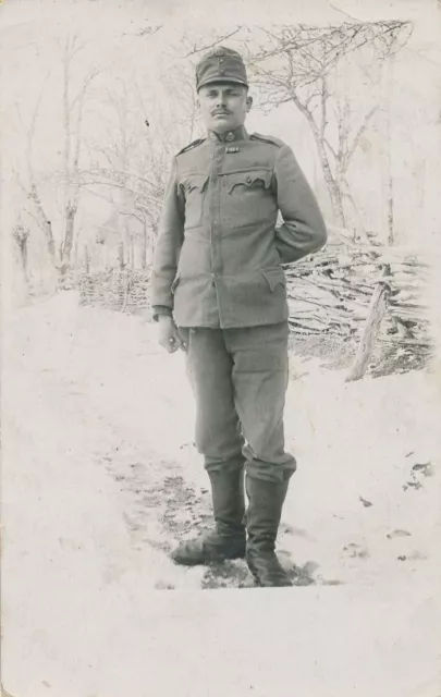 Ak, Wk1, Foto, Soldat mit Feldmütze im Portrait, 1916 (G)19308