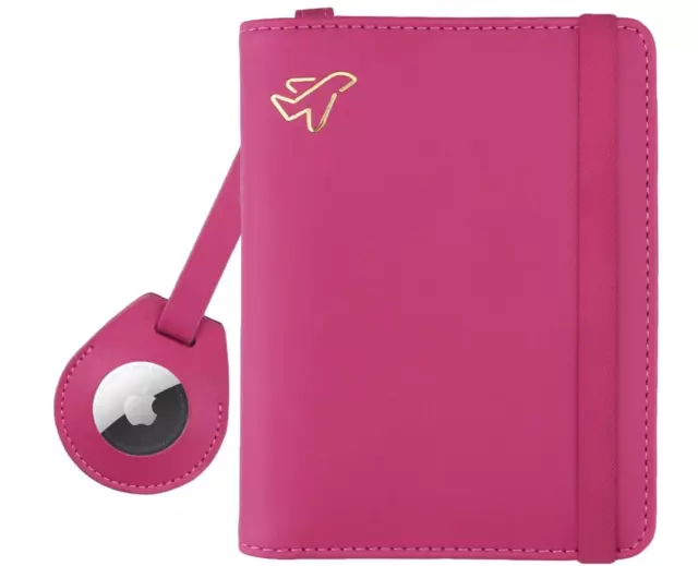 WALNEW AirTag Passport Holder and Vaccine Card Holder Combo, RFID Blocking Tr...