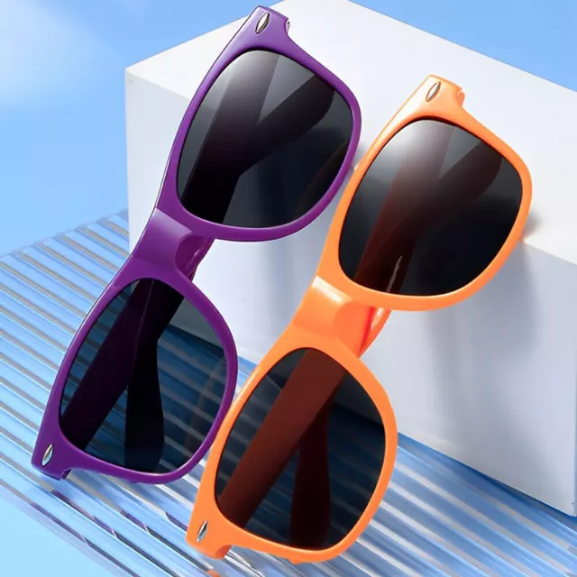 Classic Black Lens Sunglasses Mens Ladies Womens Neon Retro Fashion 80s UV400 2