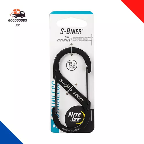 S- Biner Dual INOX Mousqueton Hommes, Noir, 32