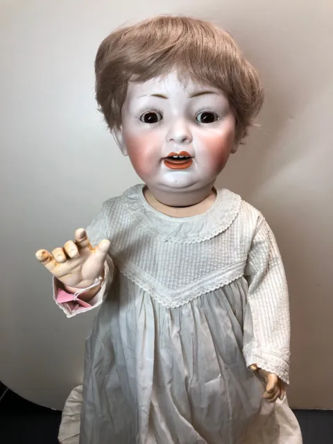 23” Antique German Bisque Doll Louis Wolf & Co. Baby Body #152 Repainted BodySF3