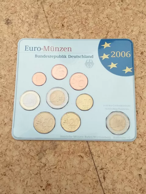 DEUTSCHLAND Kursmünzensatz 2006 G KMS BRD Euro STEMPELGLANZ + 2 EUR Holstentor
