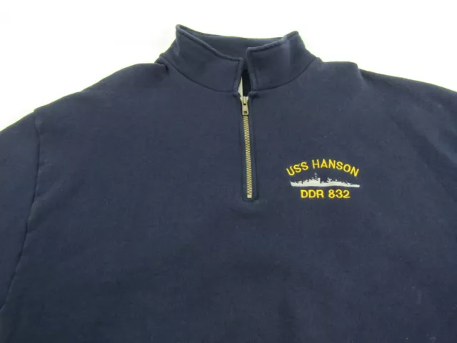 USS HANSON DDR 832 1/4 Zip Sweatshirt Mens XL Jerzees Super Sweats Logo ...