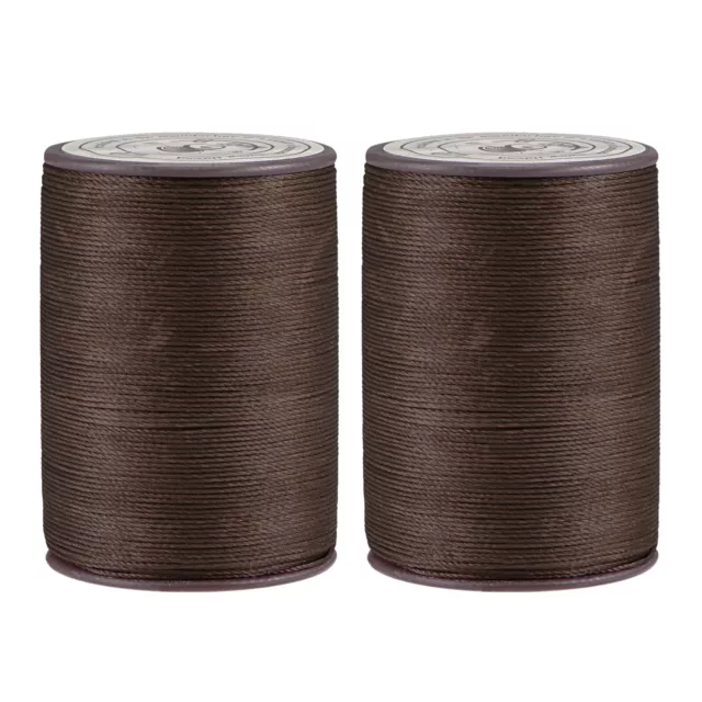 2pcs Thin Waxed Thread 175 Yards 0.45mm Dia Polyester Wax-Coated Cord Dark brown