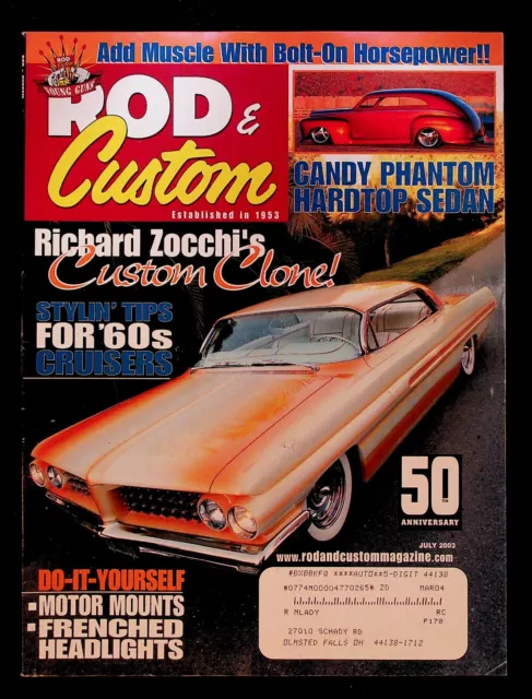 Rod & Custom Car Magazine July 2003 Hot Rod Muscle Cars Richard Zocchi '60s