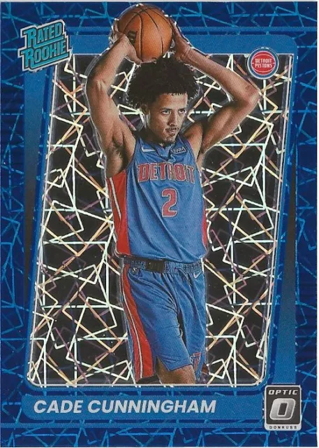 VW) 2021-22 Panini Donruss Optic Cade Cunningham Blue Velocity SP RC Pistons