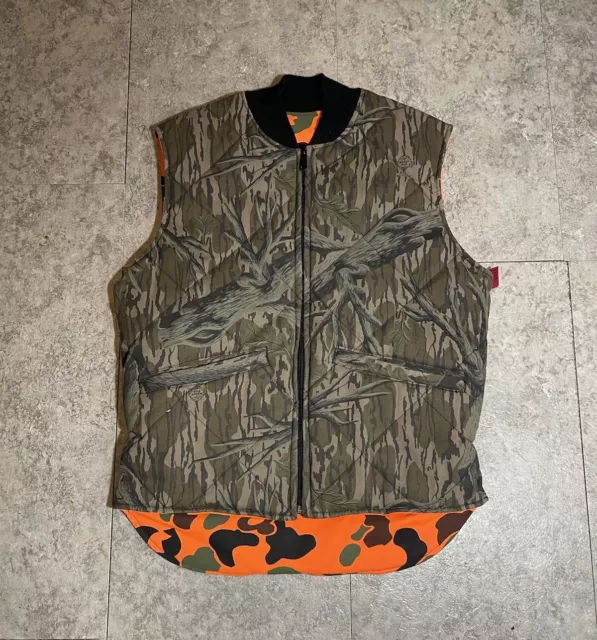 Realtree Vest Blaze Orange Camo Black Reversible Hunting Mens Sz Small Full Zip