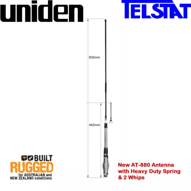 UNIDEN AT-880 6.6dB + 3.0dB UHF CB  Twin Heavy Duty Antenna Kit  suit All UHF CB