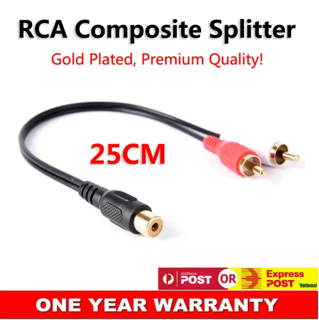 Gold Plated RCA Male Female Splitter Cable Composite Phono Analog Audio Adapter