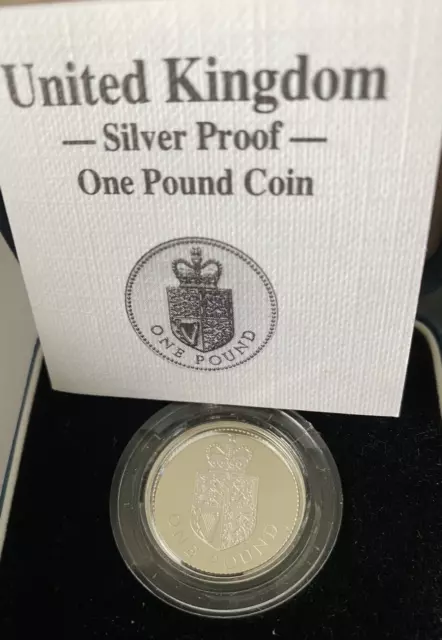Royal Mint 1988 United Kingdom Silver Proof £1 One Pound Coin BOXED WITH COA.